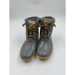 Sperry Water-Resistant Leather Saltwater Duck Boots Light gray, Size 6.5‎